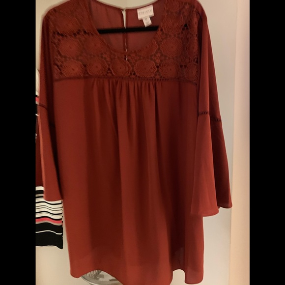 Ava & Viv rust 3/4 sleeve blouse -2x - Picture 2 of 2